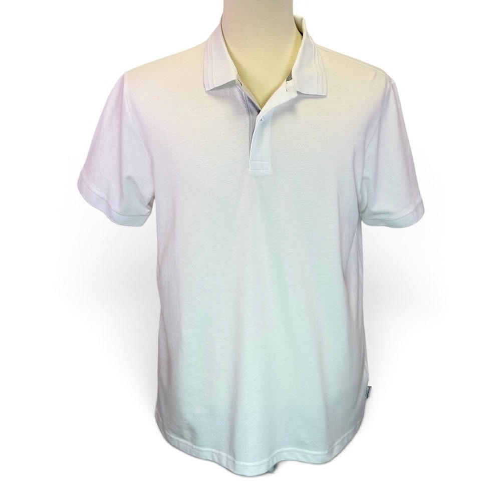 Scotch & Soda Jacquard Short-Sleeve White Polo Shirt Mens Size Large